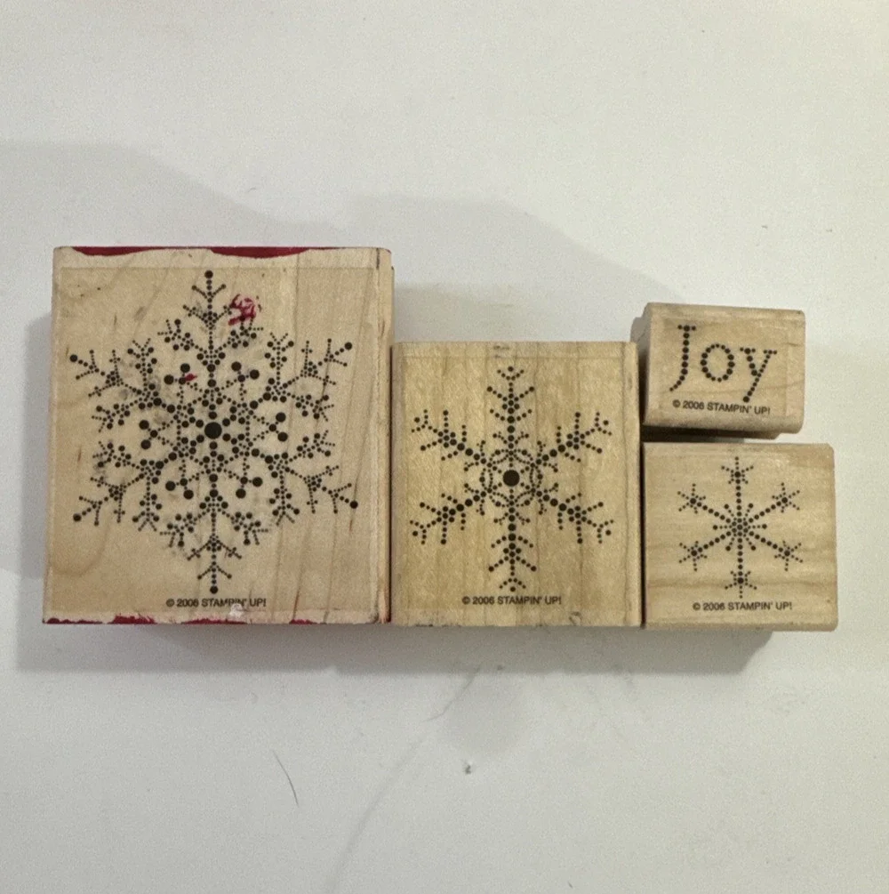Set of 4 Stampin' Up! Keep Christmas Wood Rubber Stamp Set Holidays Christmas